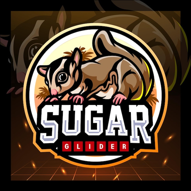 Sugar glider mascot esport logo design