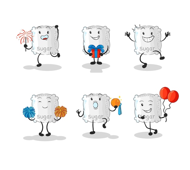 Sugar sack celebration set character cartoon mascot vector