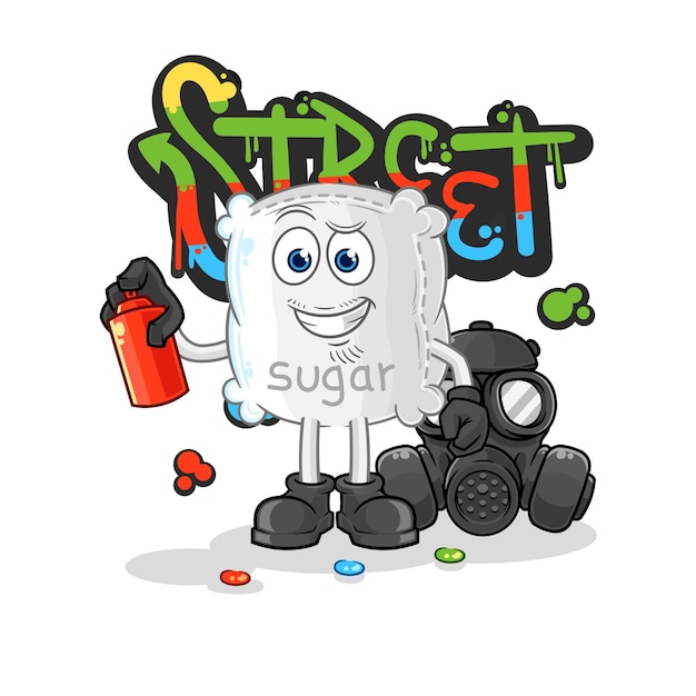 Vector sugar sack graffiti artist vector cartoon character