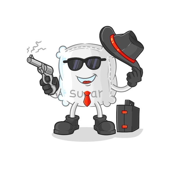 Sugar sack mafia with gun character cartoon mascot vector