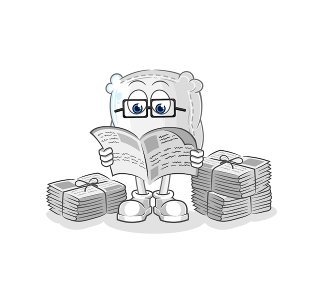 Sugar sack read newspaper cartoon character vector