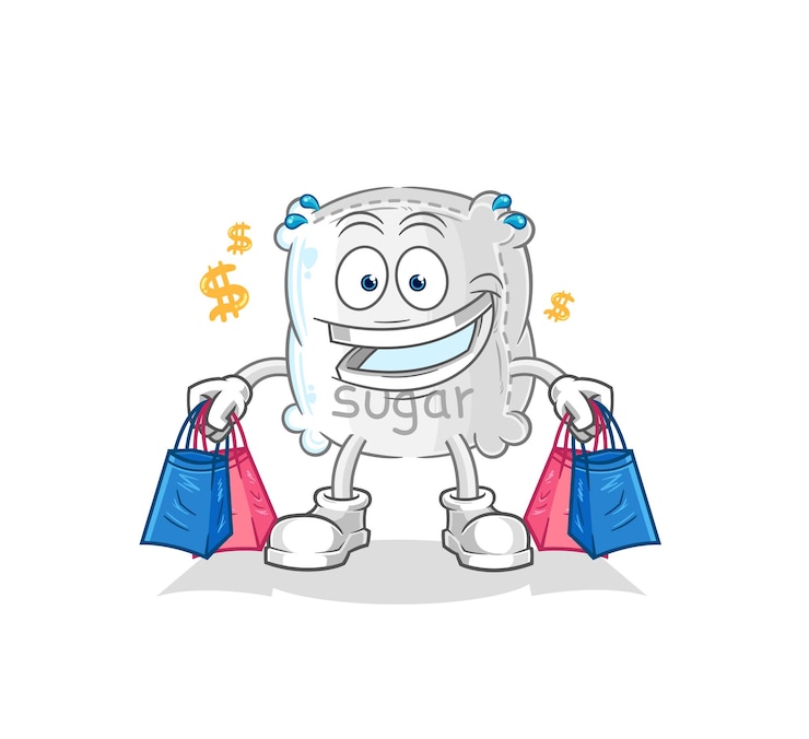 Vector sugar sack shoping mascot cartoon vector