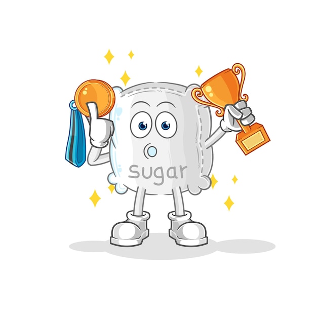 Sugar sack winner with trophie cartoon character