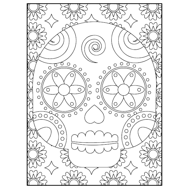 Sugar Skull Adult Coloring Pages