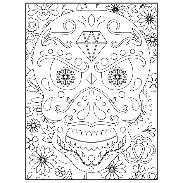 Sugar skull adult coloring pages