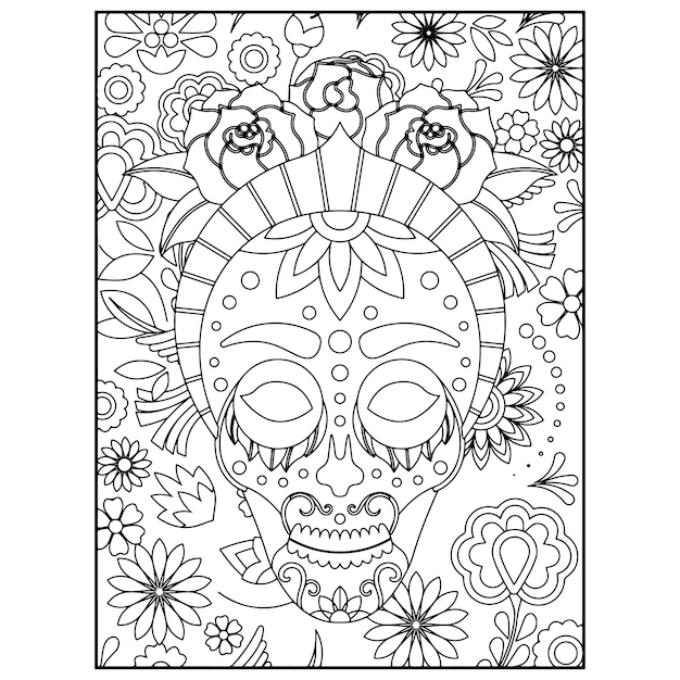 Sugar skull adult coloring pages