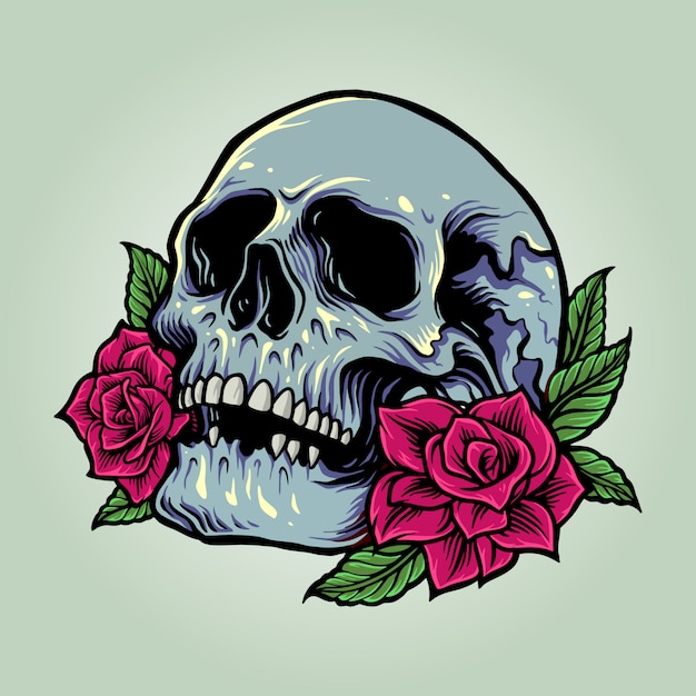 Sugar Skull Anatomy with Roses Illustrations