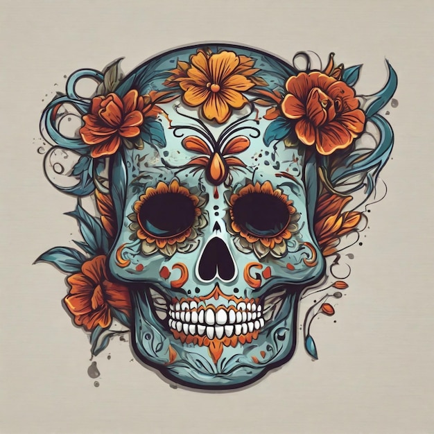 Sugar skull cartoon vector background