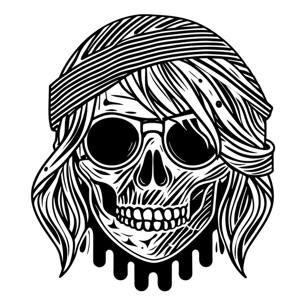 Vettore sugar skull day of the dead ragazza disegnata a mano adesivo cartone animato icon concept illustrazione isolata