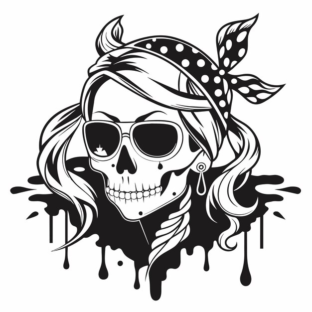 Sugar skull day of the dead girl hand drawn cartoon sticker icon concept isolated illustration