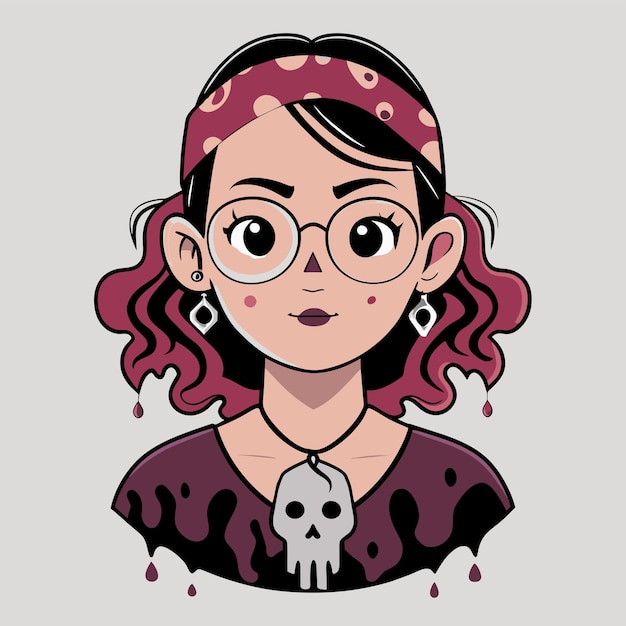 Sugar skull day of the dead girl hand drawn cartoon sticker icon concept isolated illustration