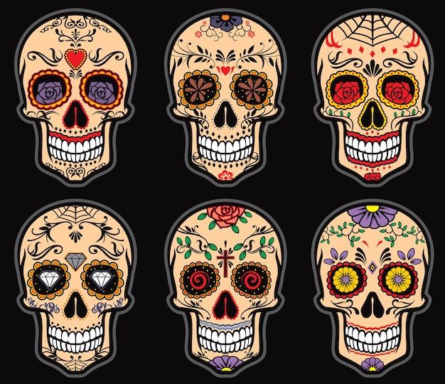 sugar skull day of the dead set