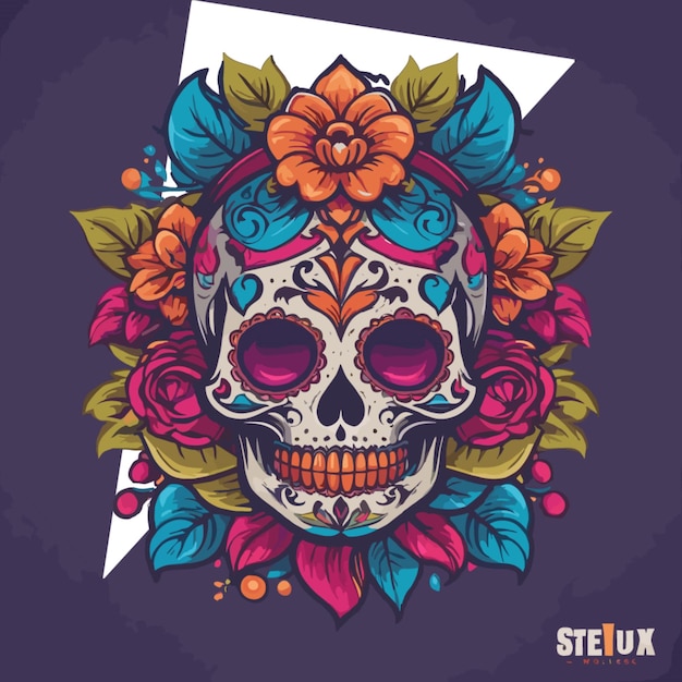 Premium Vector | Sugar skull drawing vector on a white background