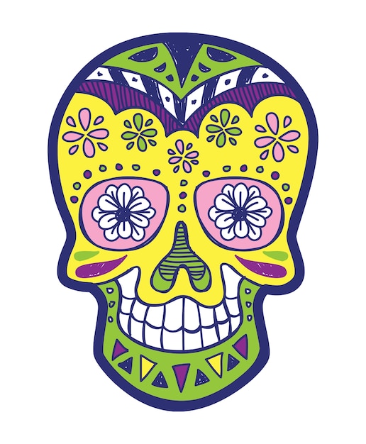 Sugar skull isolated on white background