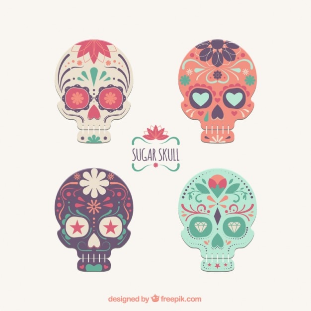 Vector sugar skulls collection