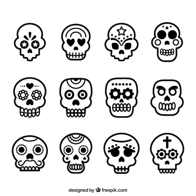 Vector sugar skulls icons