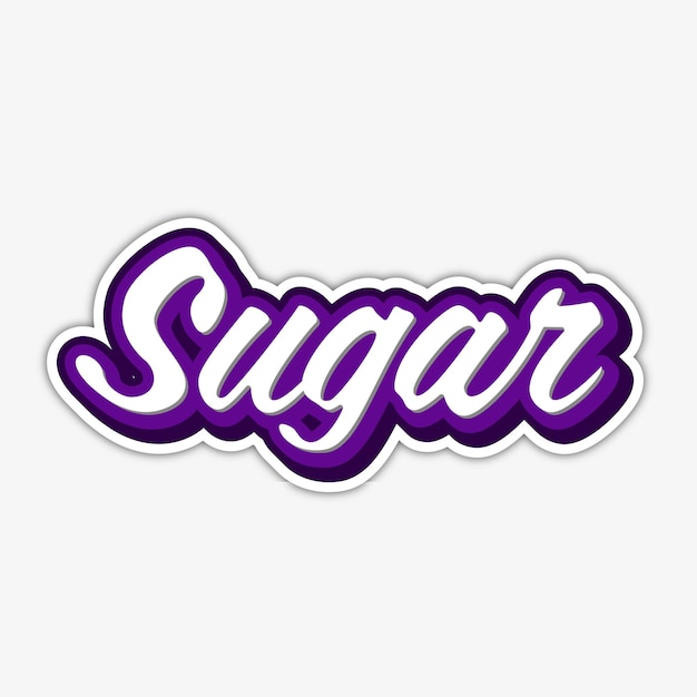 sugar sticker text effect with modern and simple style