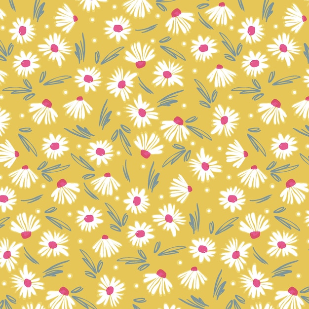 Sugarcube Daisy Dots Geel digitaal en textielpatroonontwerp