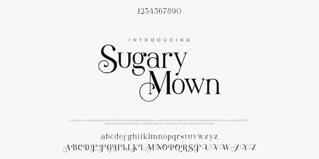Sugary Mown Serif klassiek ontwerp lettertype vectorillustratie van Alfabetletters
