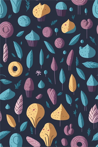 Sugary Whirlwind Candy and Cupcake Vector Pattern