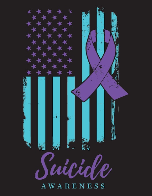 Suicide awareness american distressed flag vettore t-shirt design