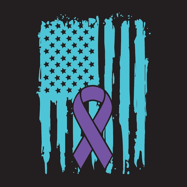 Vettore suicide awareness american distressed flag vettore t-shirt design