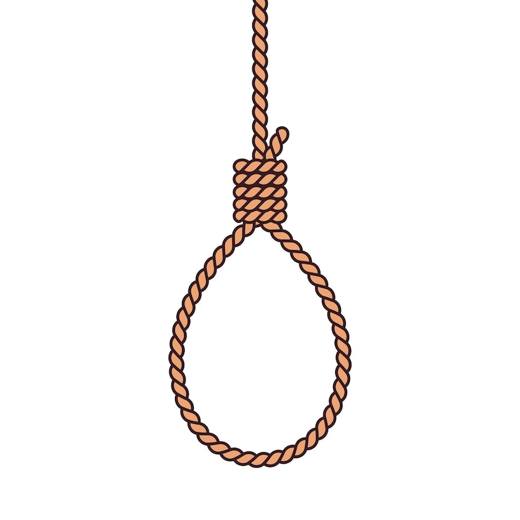Vector suicide hang rope icon on white background