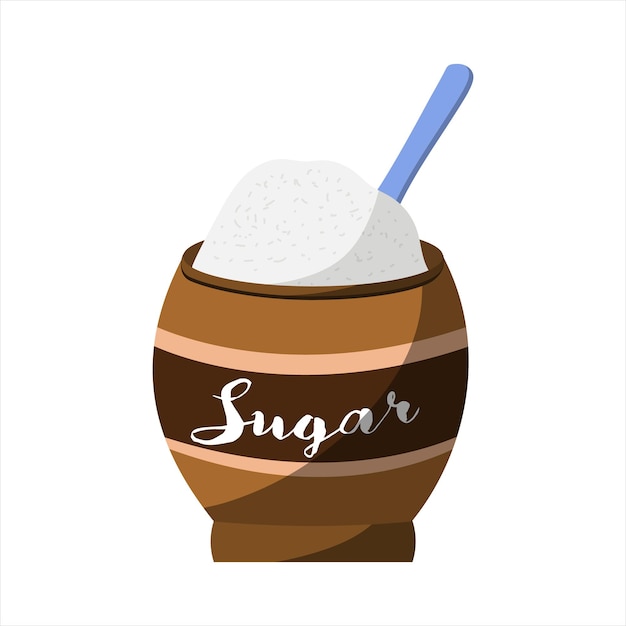 Suiker in de suikerpot vectorillustratie op een witte achtergrond