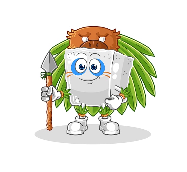 Suiker kubus tribal man mascotte cartoon vector