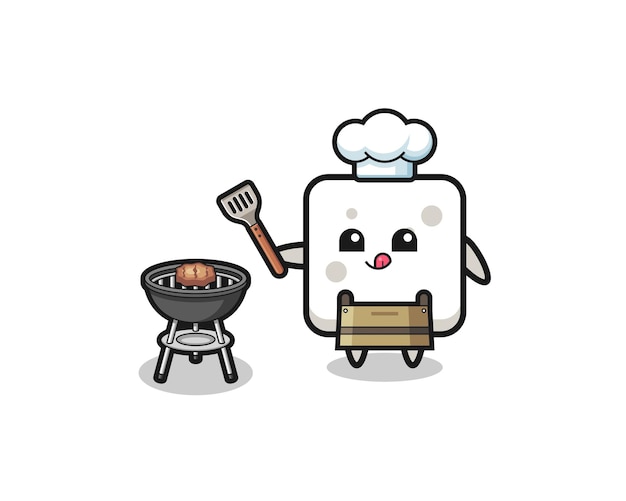 Suikerklontje barbecue chef met een grill, schattig design