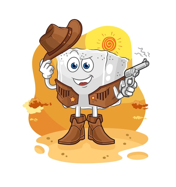 Suikerklontje cowboy met pistool karakter vector