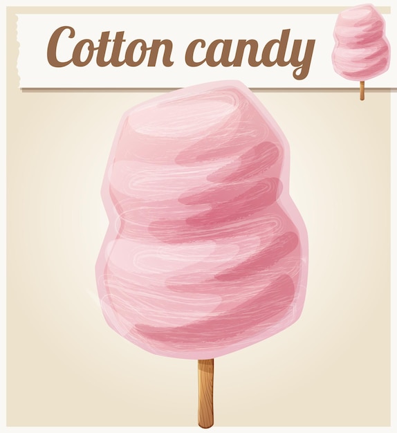 Suikerspin fairy floss op stok vector icon