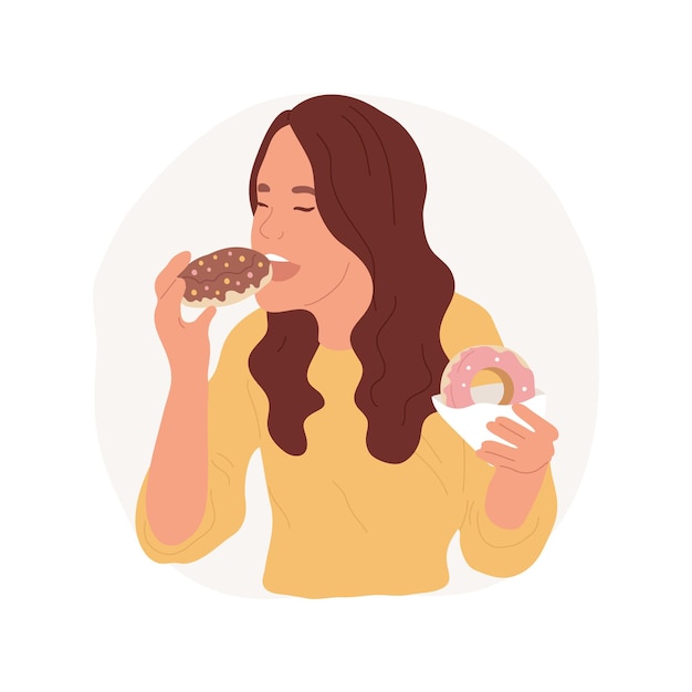 Suikerverslaving geïsoleerde cartoon vector illustratie