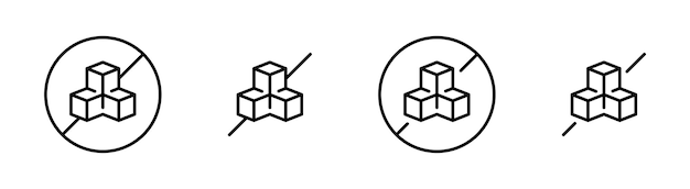 Suikervrij Geen suiker iconen Geen suiker toegevoegde product vector iconen Allergeen product