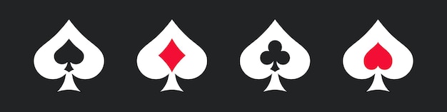 Vector suit deck of playing cards dark background four poker symbols adorned with suits of playing cards