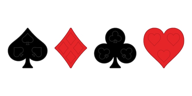 Vector suit deck of playing cards on white background for poker and casino