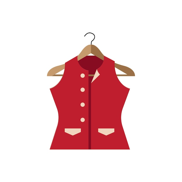 Vector suit vest business classic vest in red clothes on a hanger vector illustration