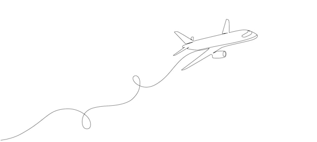 Vector suitcase and airplane drawn with one editable line continuous single line drawing on travel theme vacation concept air travel with luggage banner on the theme of traveling vector illustration