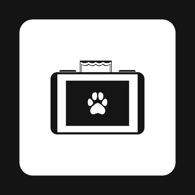 Suitcase for animals icon in simple style isolated on white background Transportation of animals symbol