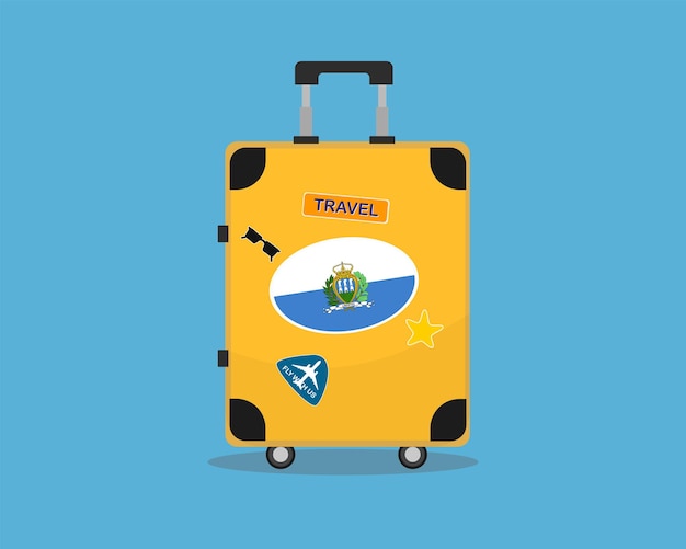 Vector suitcase or baggage with san marino flag holiday and vacation idea