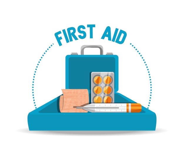 Suitcase first aid kit with medical tools