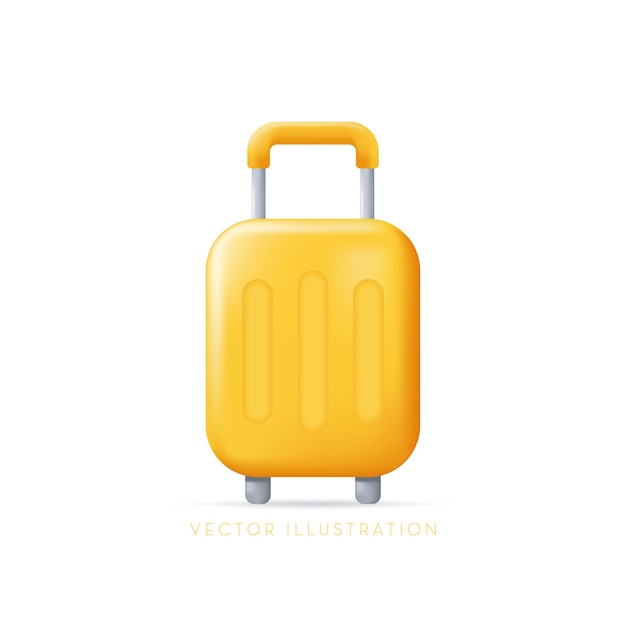 Suitcase icon Travel packing concept 3D Vector Illustrations in cartoon minimal style isolated