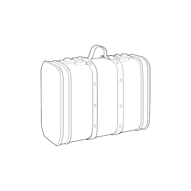 Suitcase isolated outline Vector outline for coloring book Vector illustration suitcase on white background