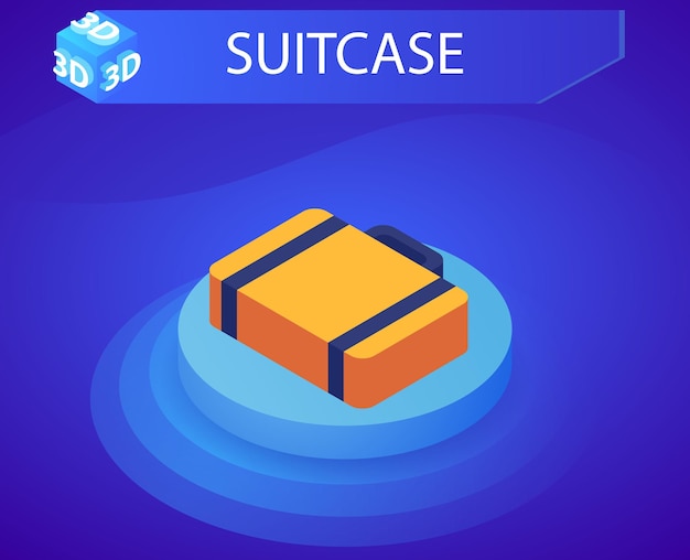 Suitcase isometric design icon Vector web illustration 3d colorful concept