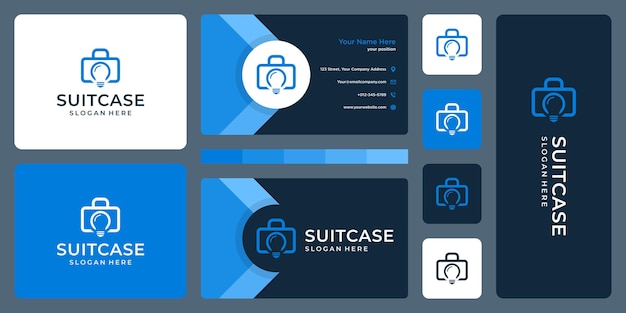 スーツケースのロゴとランプのロゴ。名刺デザイン