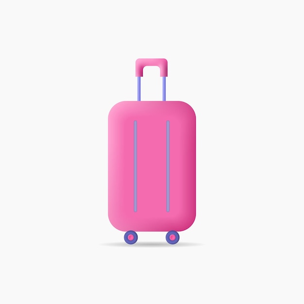 Suitcase travel bag luggage Tourism travel and holiday vacation concept 3d vector icon Cartoon minimal style