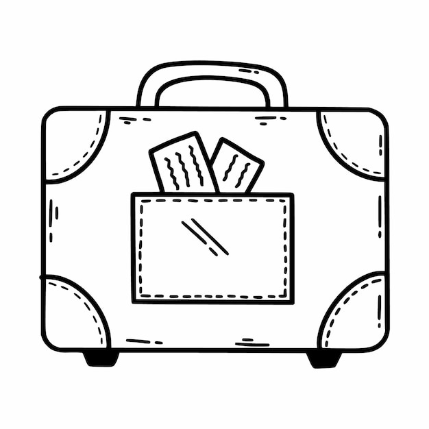 Vector suitcase for traveling icon vector illustration of doodles