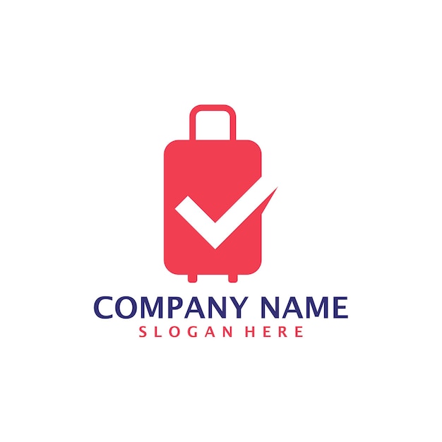 Suitcase with Check logo design vector Suitcase logo design template concept