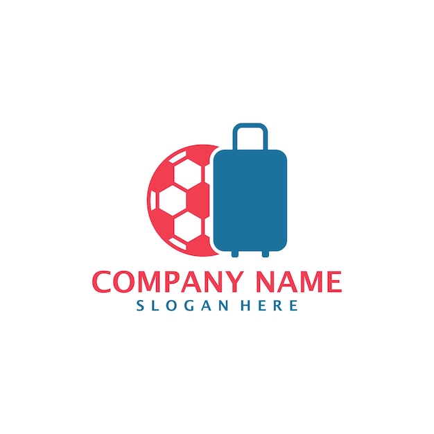 Vector suitcase with football logo design vector suitcase logo design template concept