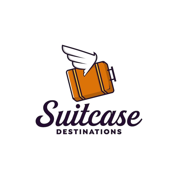 Vector suitcase with wings logo inspiration for travel